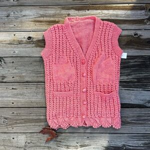 Chic Pink Knit Women's Cardigan Vest